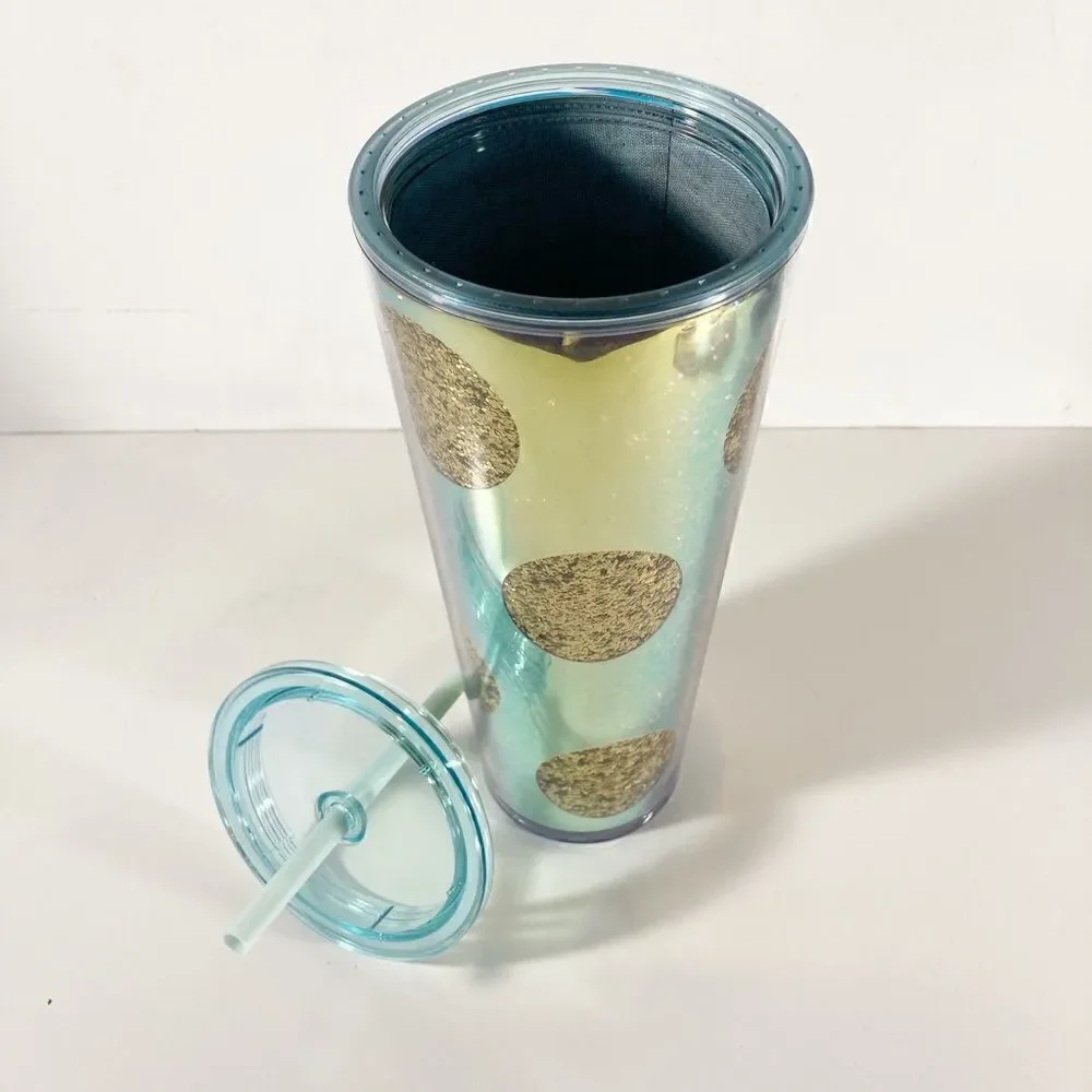 Starbucks Holiday 2020 Glitter Dots 24oz Cold Cup Gold Sparkle Christmas